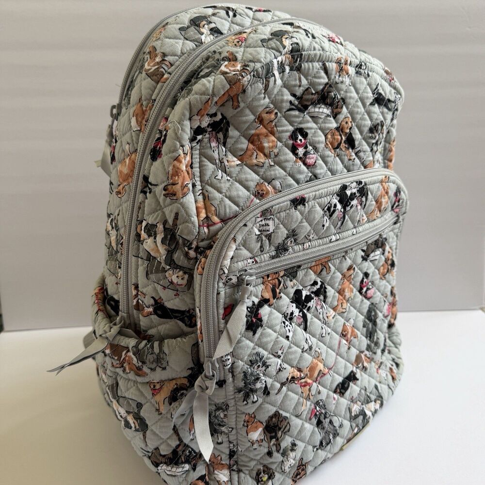 Vera Bradley Essential XL Backpack Best In Show Dog Print Gray
